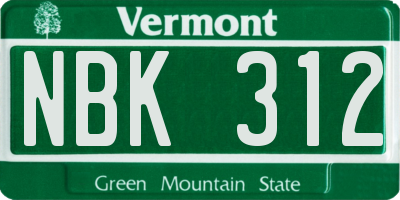 VT license plate NBK312