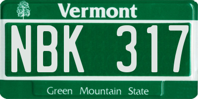 VT license plate NBK317