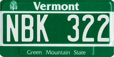 VT license plate NBK322