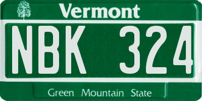 VT license plate NBK324