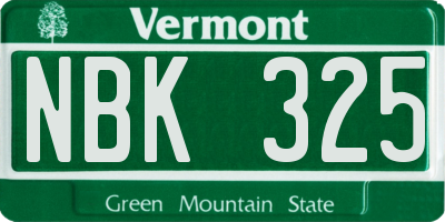 VT license plate NBK325