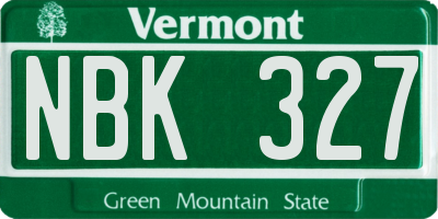 VT license plate NBK327