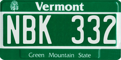 VT license plate NBK332