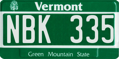 VT license plate NBK335
