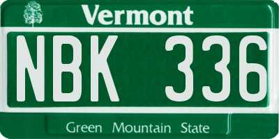VT license plate NBK336