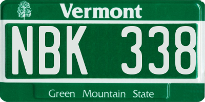VT license plate NBK338