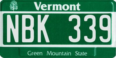 VT license plate NBK339