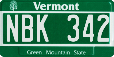 VT license plate NBK342