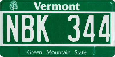 VT license plate NBK344