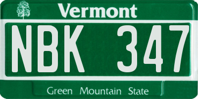 VT license plate NBK347