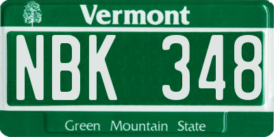 VT license plate NBK348