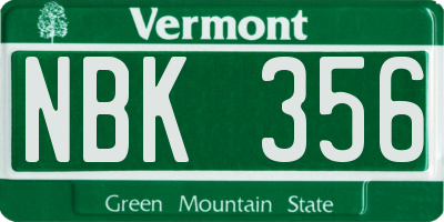 VT license plate NBK356