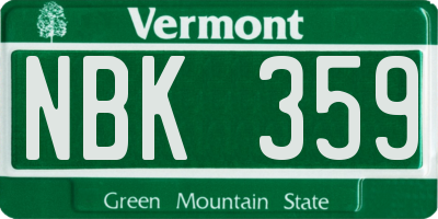 VT license plate NBK359