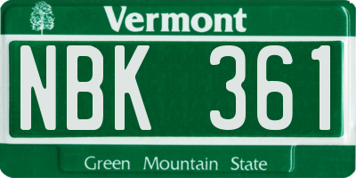 VT license plate NBK361