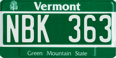 VT license plate NBK363