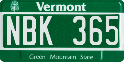 VT license plate NBK365