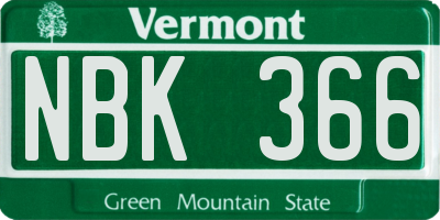 VT license plate NBK366