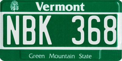 VT license plate NBK368