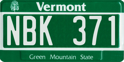 VT license plate NBK371
