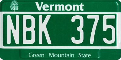VT license plate NBK375