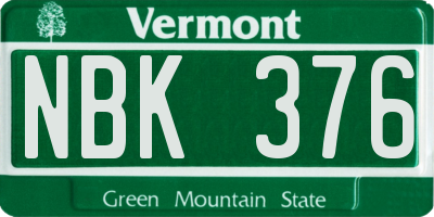 VT license plate NBK376