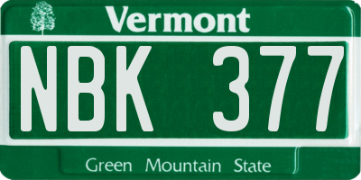 VT license plate NBK377