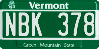 VT license plate NBK378