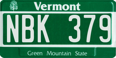 VT license plate NBK379