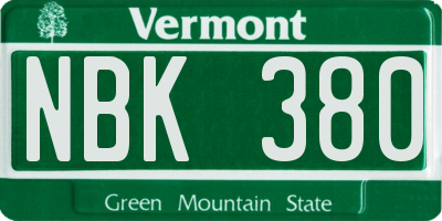 VT license plate NBK380