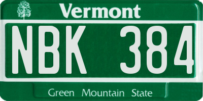 VT license plate NBK384