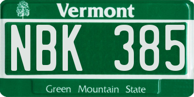 VT license plate NBK385