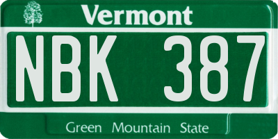 VT license plate NBK387