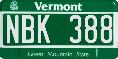 VT license plate NBK388