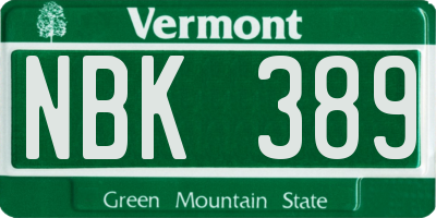 VT license plate NBK389