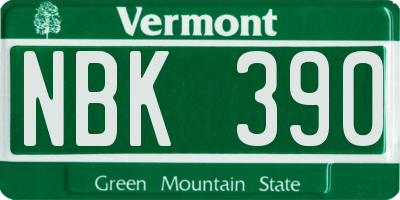 VT license plate NBK390