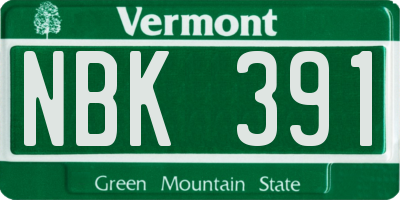 VT license plate NBK391