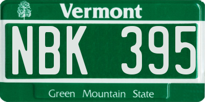 VT license plate NBK395