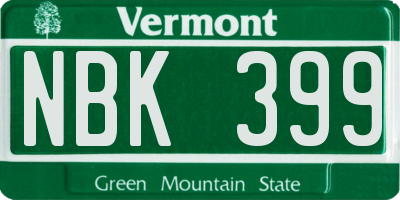 VT license plate NBK399