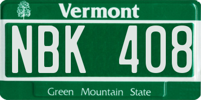 VT license plate NBK408