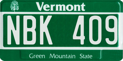 VT license plate NBK409