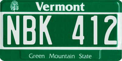 VT license plate NBK412