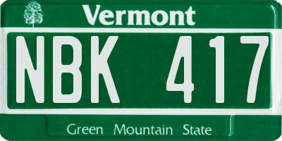 VT license plate NBK417