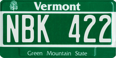 VT license plate NBK422