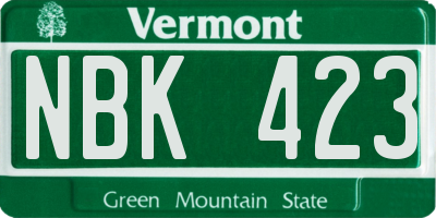 VT license plate NBK423