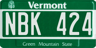 VT license plate NBK424