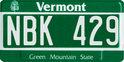 VT license plate NBK429