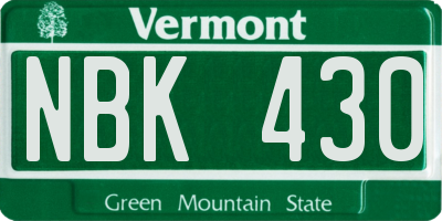 VT license plate NBK430