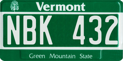 VT license plate NBK432
