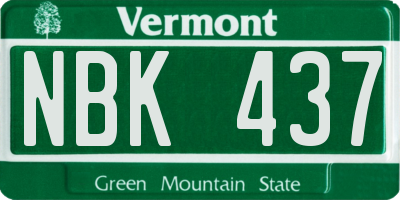VT license plate NBK437