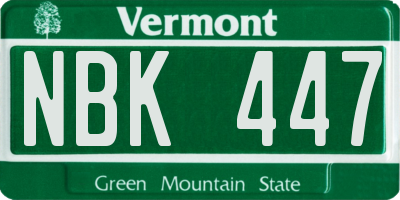 VT license plate NBK447